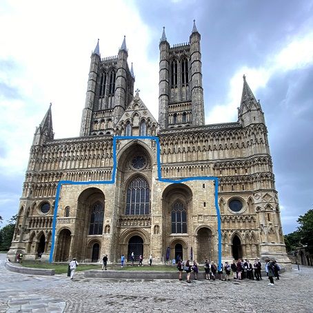 West front with Norman Cathedral highlighted
