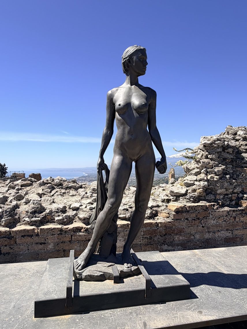Bronze Figure Statue, Ancient (Greek) Theatre of Taormina, Sicily